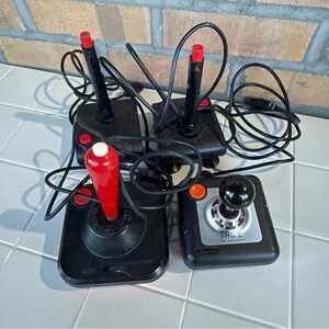 Vintage Gaming Joystick Controllers for Atari 2600, etc. Black & Red - untested